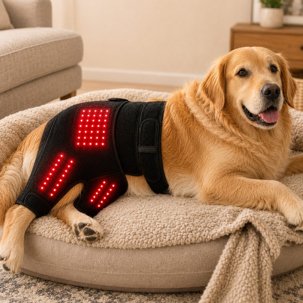 Manica indossabile per fototerapia a luce rossa per cani, utilizzata per la cura a domicilio della parte bassa della sch