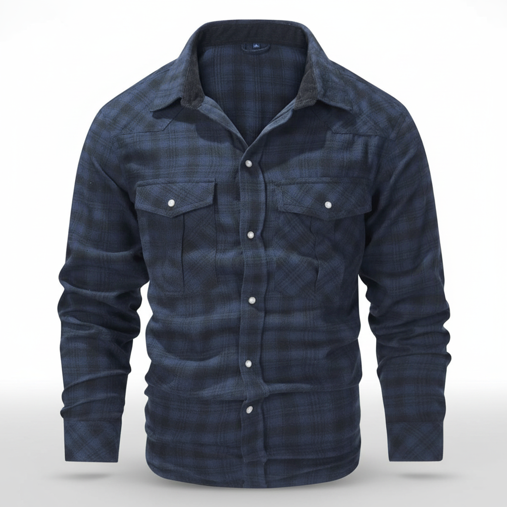 Camicia da uomo in flanella a maniche lunghe a quadri