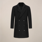 Soprabito doppiopetto nero da uomo | Elegante cappotto lungo invernale