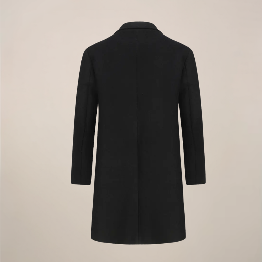 Soprabito doppiopetto nero da uomo | Elegante cappotto lungo invernale