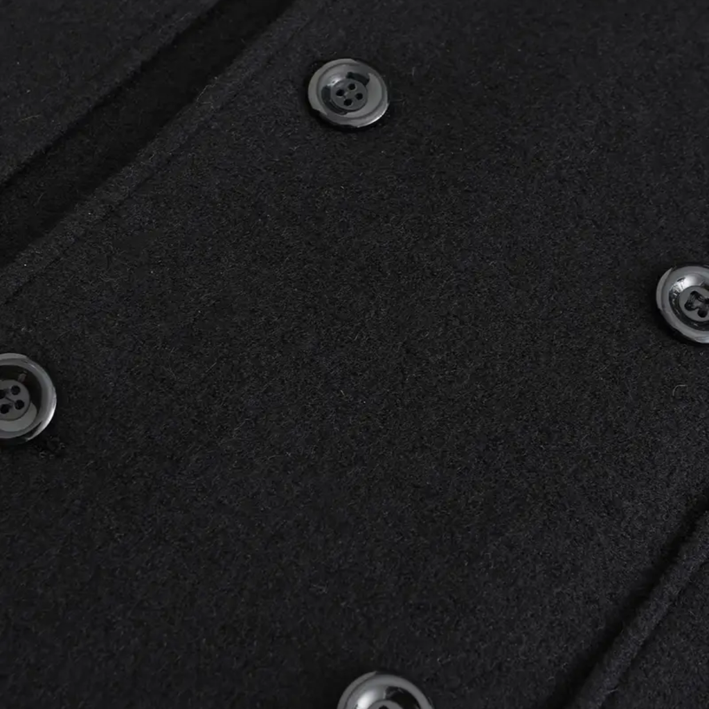 Soprabito doppiopetto nero da uomo | Elegante cappotto lungo invernale
