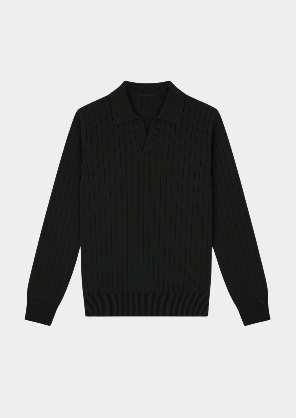 Maglione polo da uomo nero con colletto aperto per uno stile raffinato