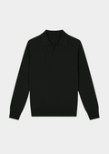 Maglione polo da uomo nero con colletto aperto per uno stile raffinato
