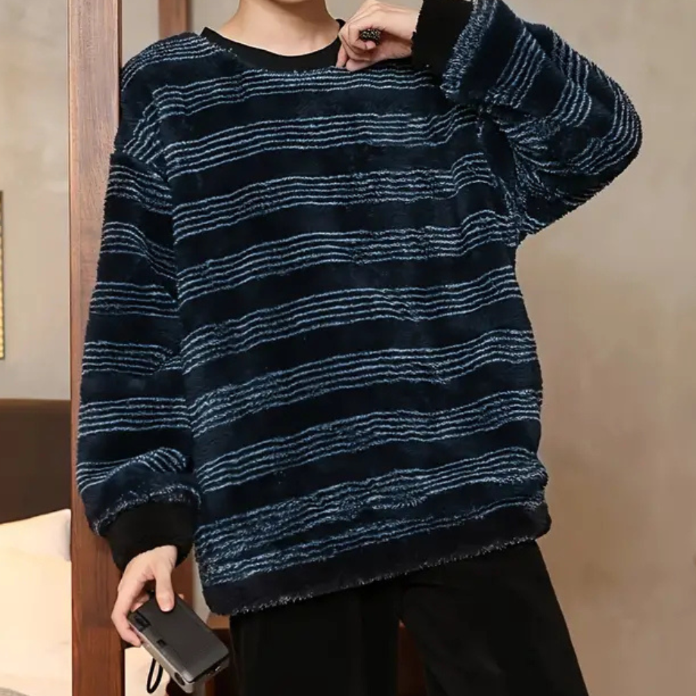 Maglione a righe da uomo: stile disinvolto e vestibilità comoda e confortevole