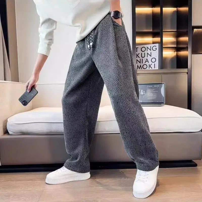 Pantaloni da uomo in maglia affusolata spazzolata
