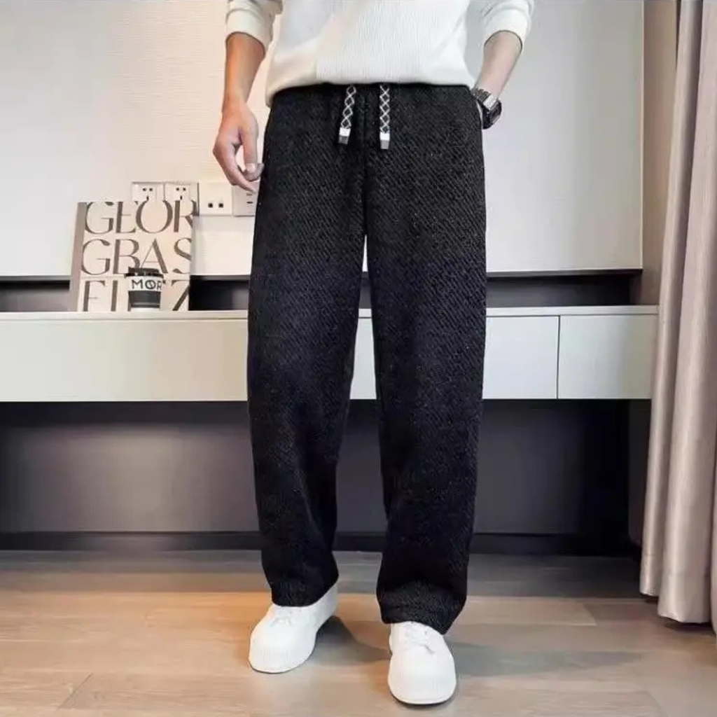 Pantaloni da uomo in maglia affusolata spazzolata