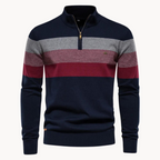 Maglione con zip a quarti a righe Burk da uomo