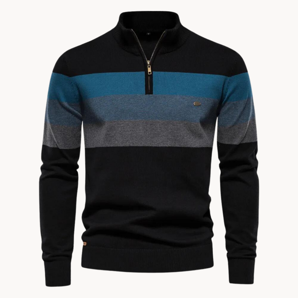 Maglione con zip a quarti a righe Burk da uomo