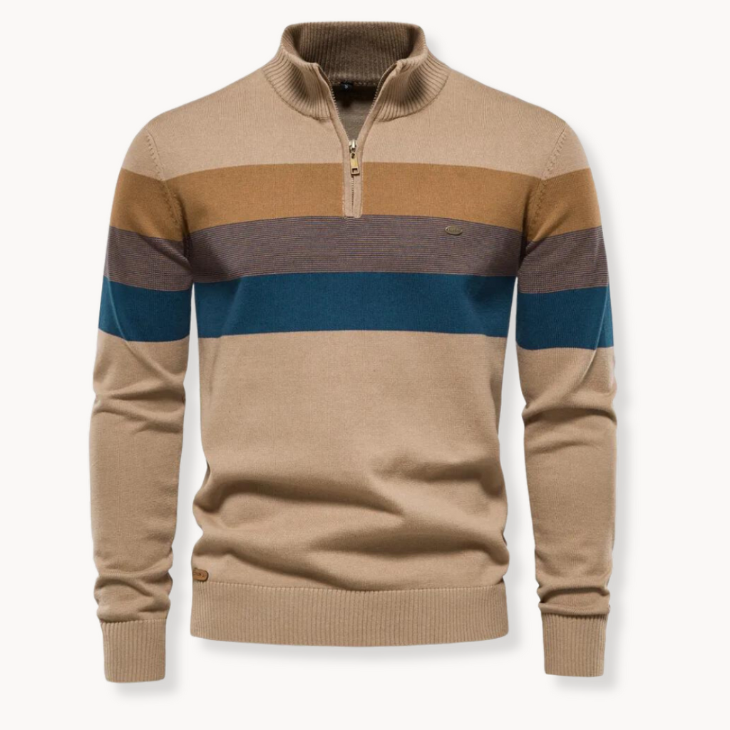 Maglione con zip a quarti a righe Burk da uomo