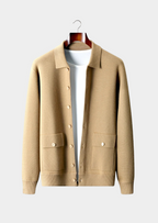 Cardigan da Uomo con Bottoni e Tasche Applicate per Sovrapposizioni di Stile