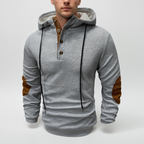Felpa con cappuccio casual da uomo con abbottonatura a mezzo bottone
