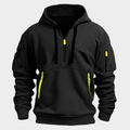 Felpa con cappuccio casual da uomo con mezza zip e tasche sicure