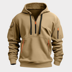 Felpa con cappuccio casual da uomo con mezza zip e tasche sicure