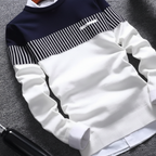 Maglione a maniche lunghe a blocchi di colore a righe da uomo