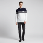 Maglione a maniche lunghe a blocchi di colore a righe da uomo