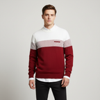 Maglione a maniche lunghe a blocchi di colore a righe da uomo