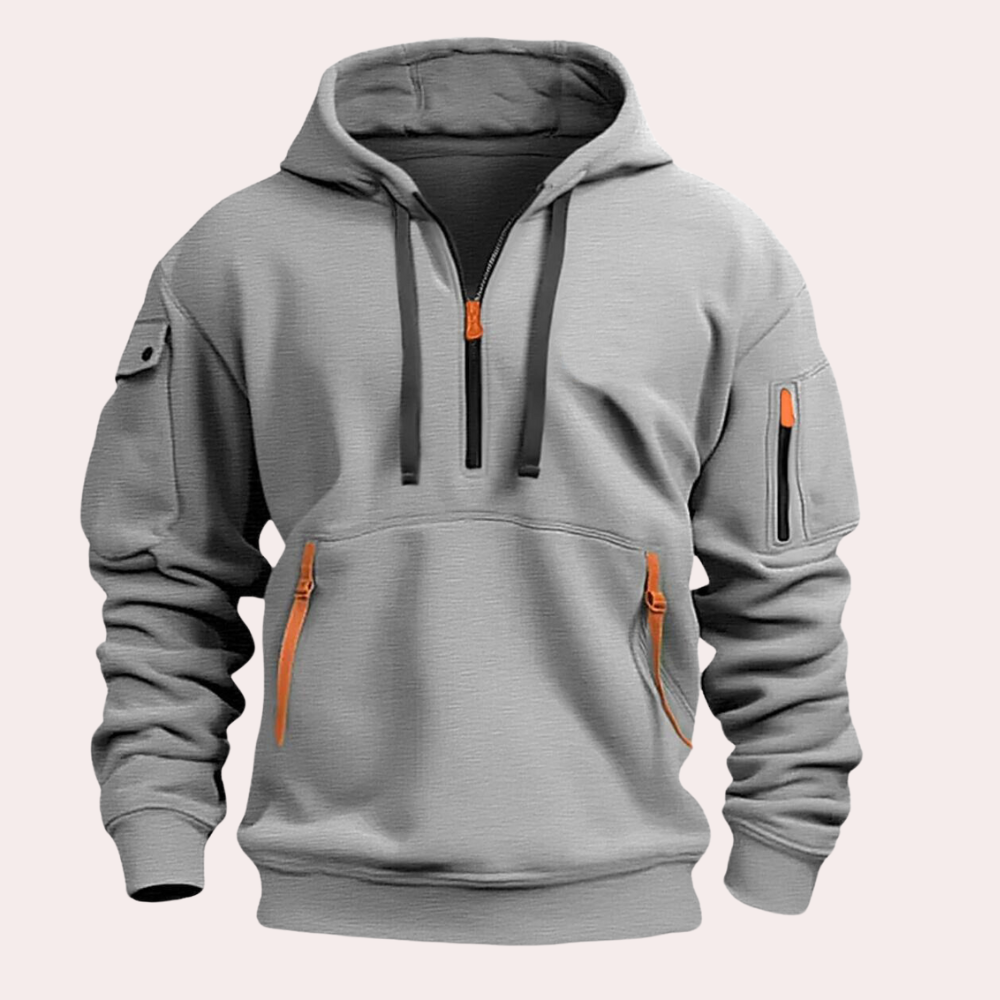 Felpa con cappuccio Théo casual da uomo con dettagli con cerniera per il comfort quotidiano