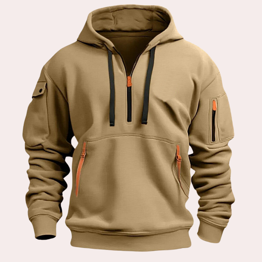 Felpa con cappuccio Théo casual da uomo con dettagli con cerniera per il comfort quotidiano