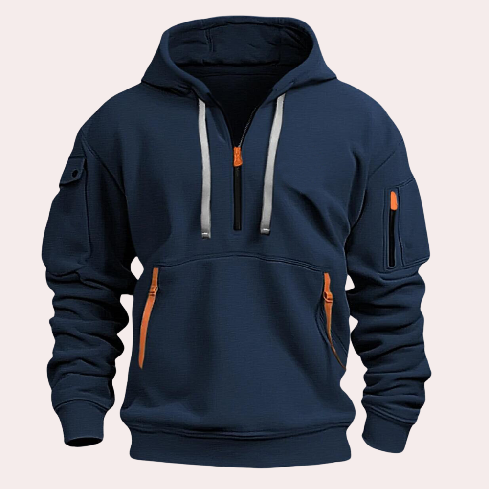 Felpa con cappuccio Théo casual da uomo con dettagli con cerniera per il comfort quotidiano