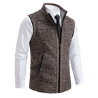 Gilet da uomo in lana con zip intera e fodera scozzese