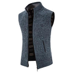 Gilet da uomo in lana con zip intera e fodera scozzese