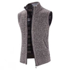 Gilet da uomo in lana con zip intera e fodera scozzese