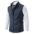 Gilet da uomo in lana con zip intera e fodera scozzese