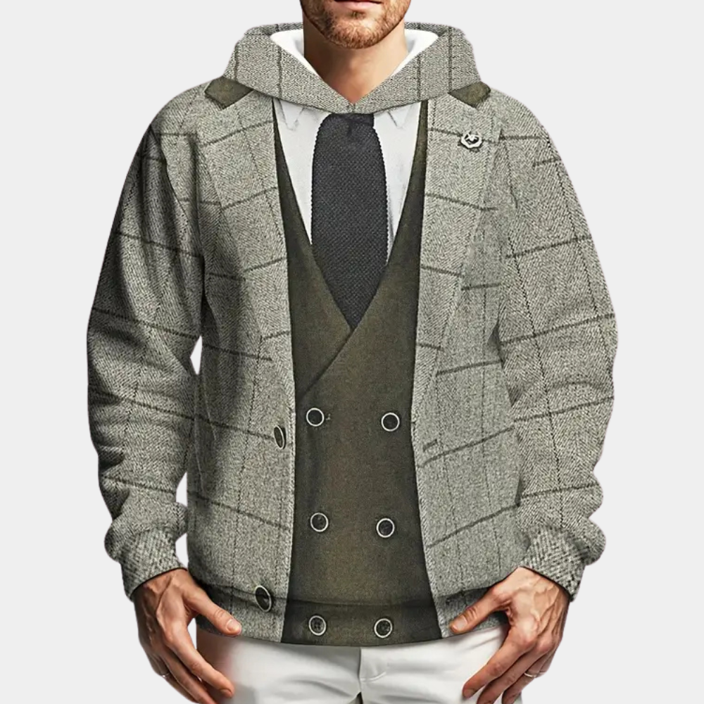 Felpa con cappuccio da uomo con motivo a quadri | Comfort e stile versatile