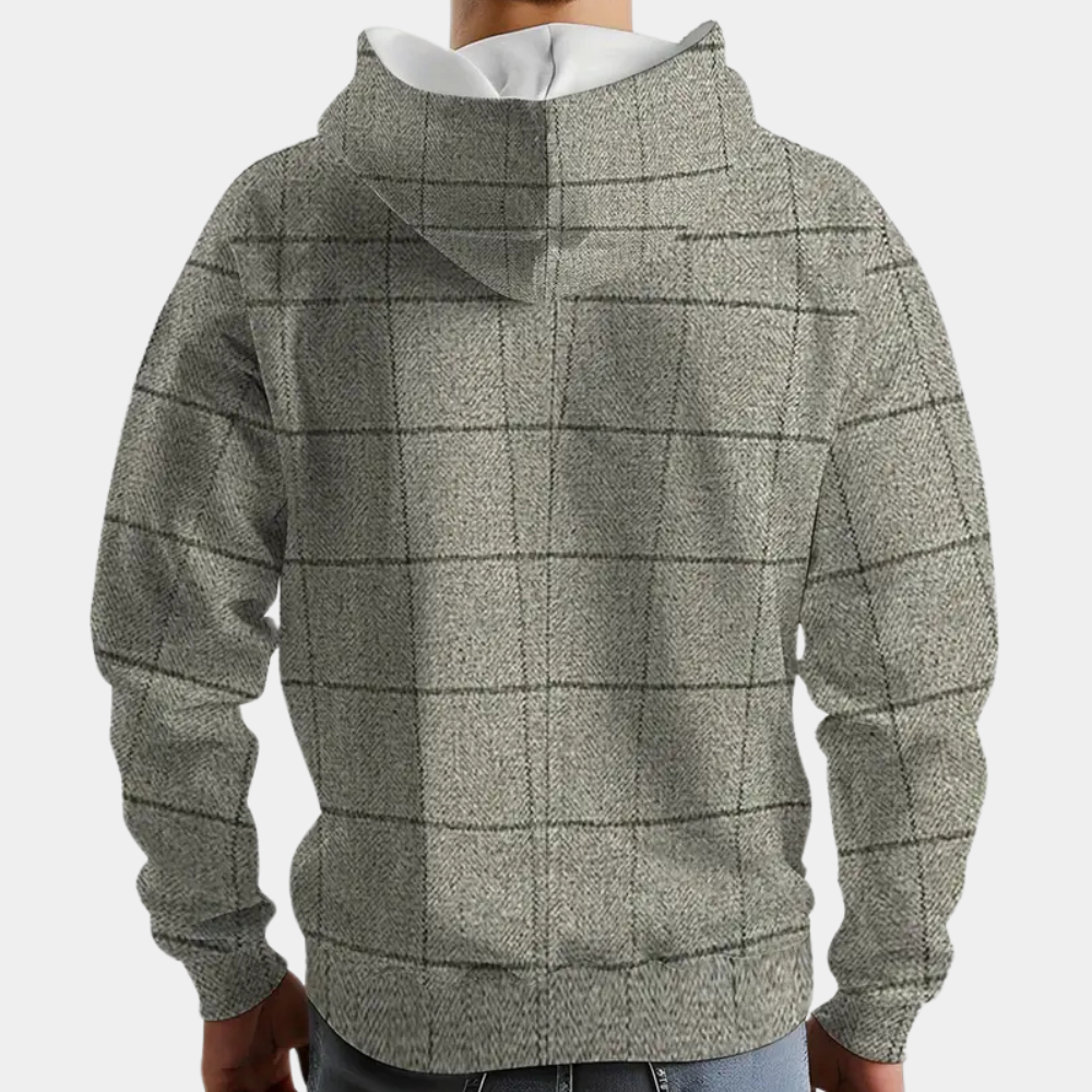 Felpa con cappuccio da uomo con motivo a quadri | Comfort e stile versatile