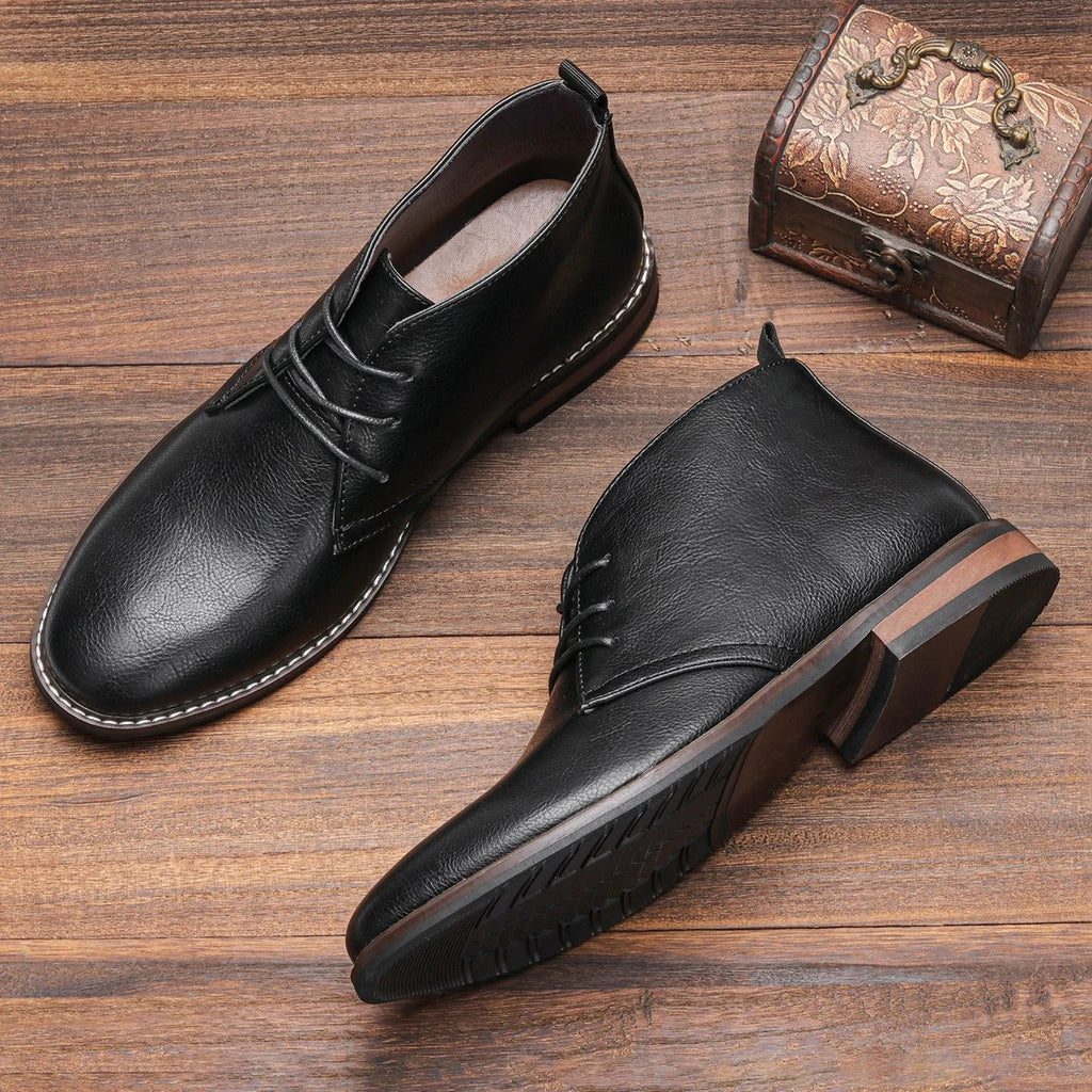 Stivaletti Chukka neri classici da uomo con comoda suola antiscivolo