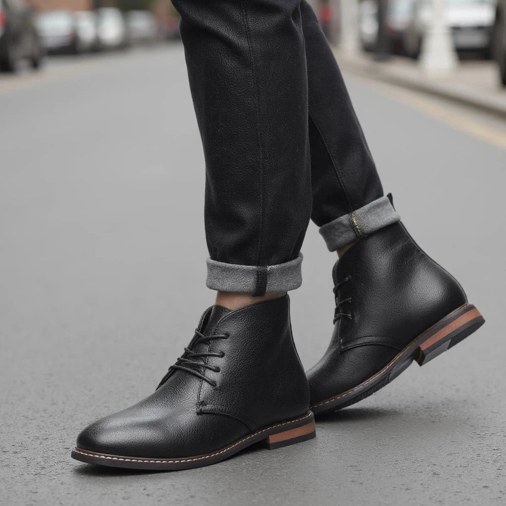 Stivaletti Chukka neri classici da uomo con comoda suola antiscivolo