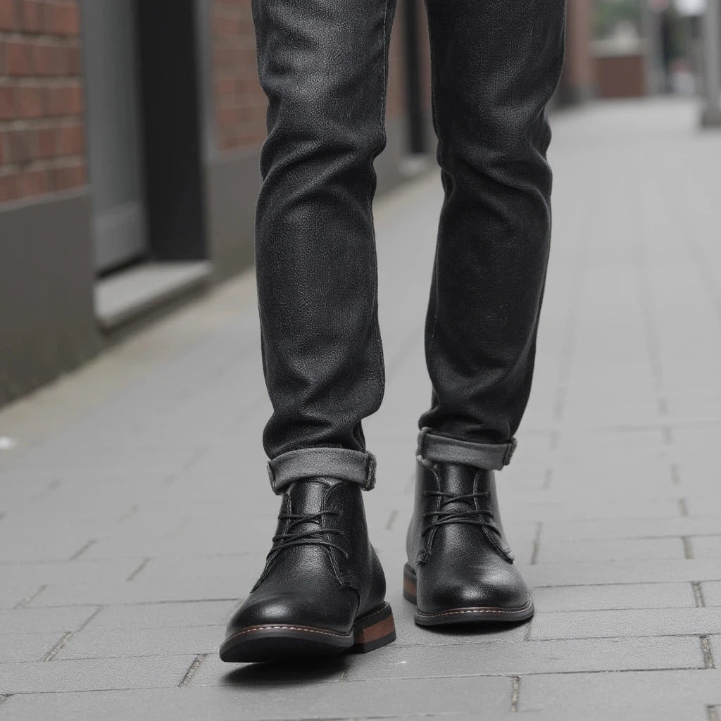 Stivaletti Chukka neri classici da uomo con comoda suola antiscivolo