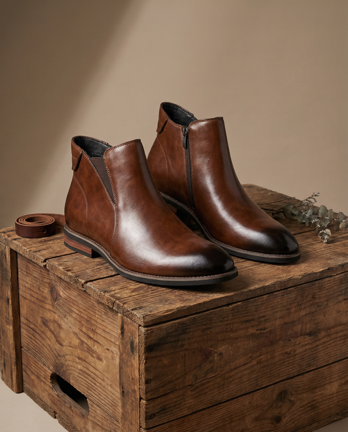 Stivaletti Chelsea classici in pelle da uomo - Resistente stile con cerniera laterale