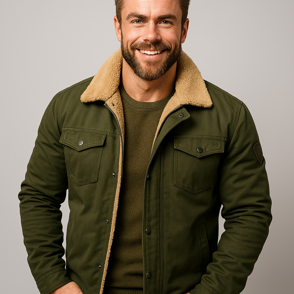 Giacca classica da uomo con colletto in shearling | Abbigliamento invernale caldo ed elegante