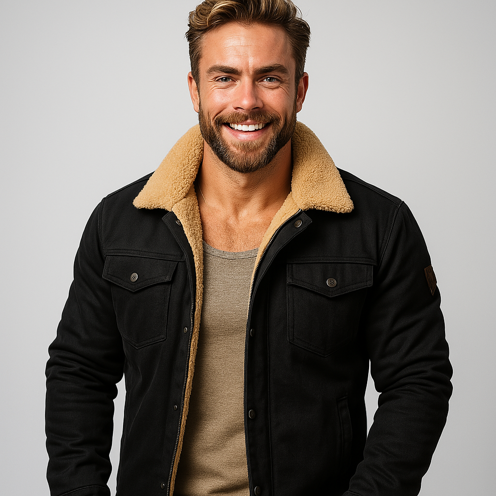 Giacca classica da uomo con colletto in shearling | Abbigliamento invernale caldo ed elegante