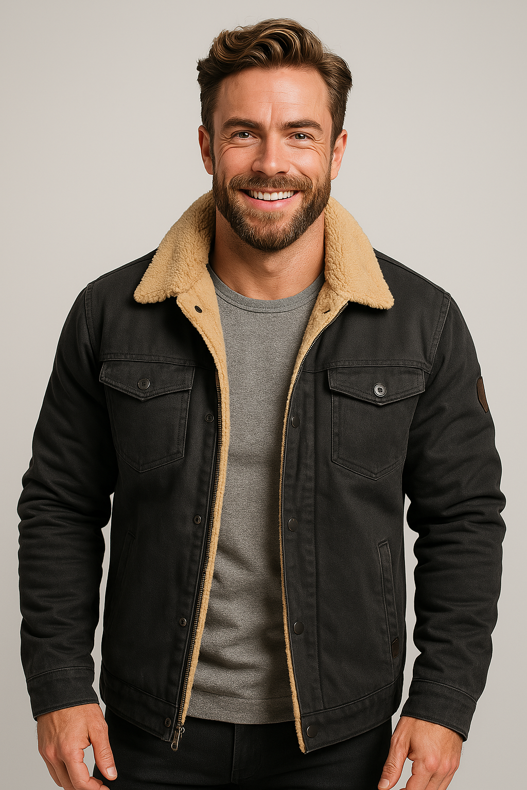 Giacca classica da uomo con colletto in shearling | Abbigliamento invernale caldo ed elegante