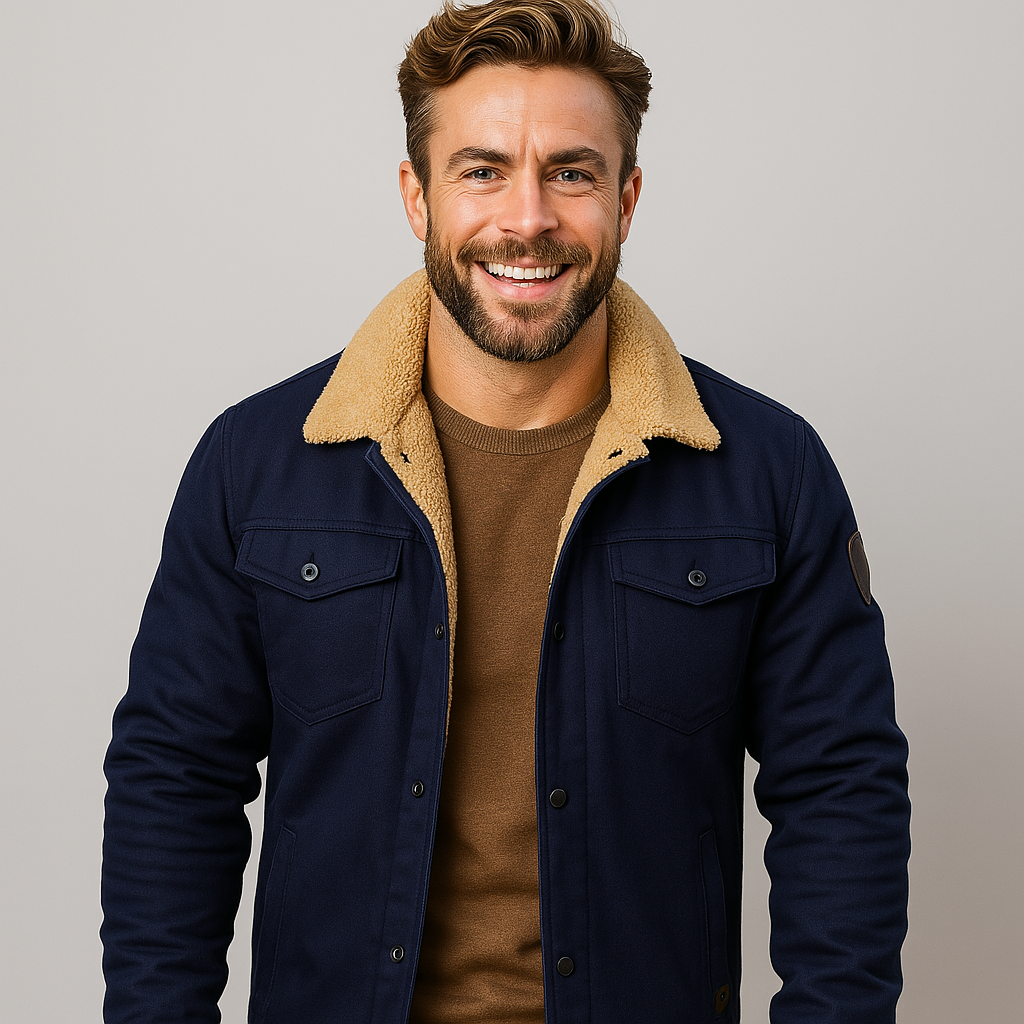 Giacca classica da uomo con colletto in shearling | Abbigliamento invernale caldo ed elegante
