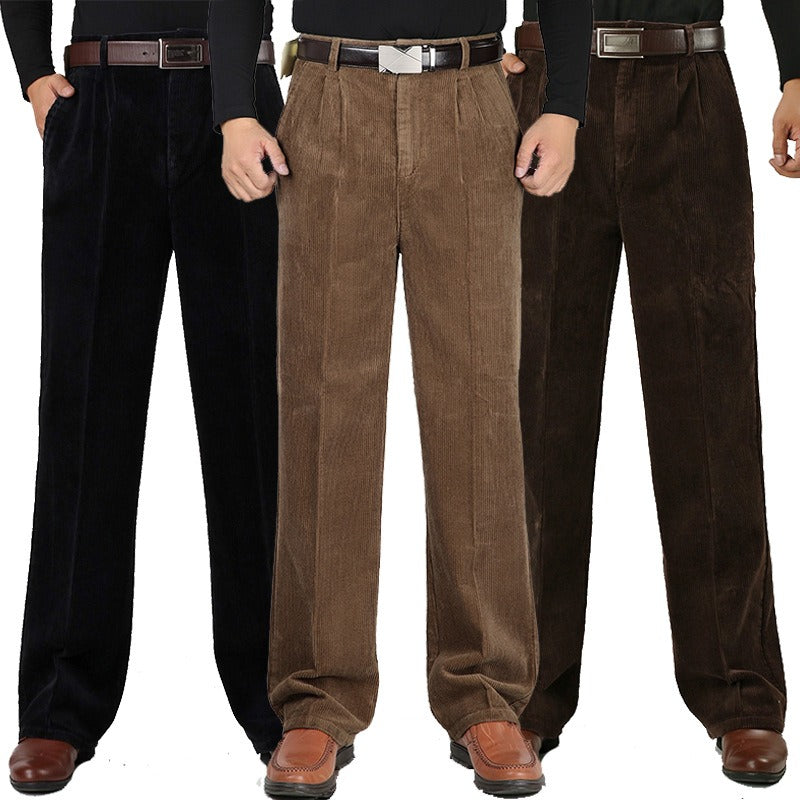 Pantaloni classici da uomo in velluto a coste per il comfort quotidiano