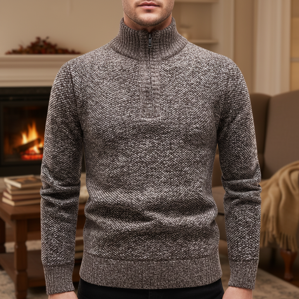 Maglione pullover classico con mezza zip da uomo