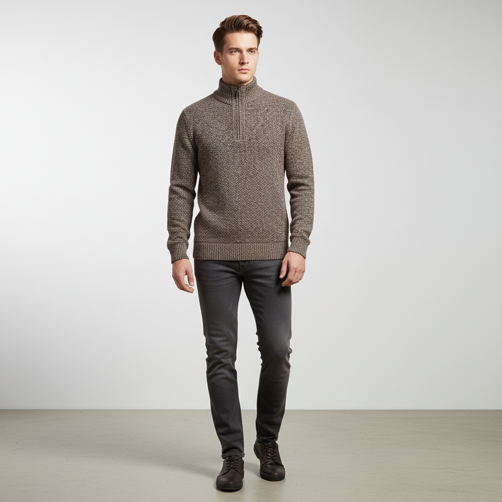 Maglione pullover classico con mezza zip da uomo