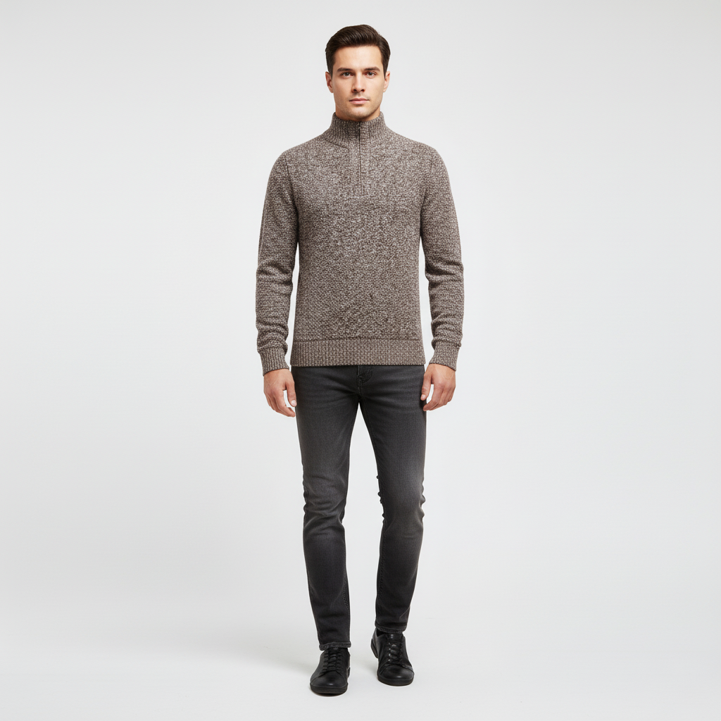 Maglione pullover classico con mezza zip da uomo