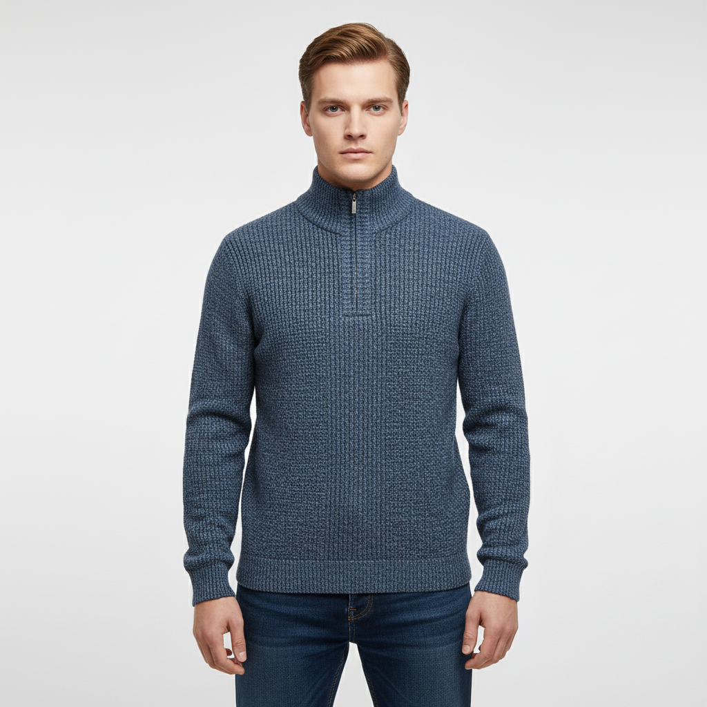 Maglione pullover classico con mezza zip da uomo