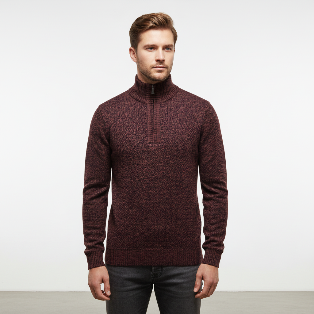 Maglione pullover classico con mezza zip da uomo