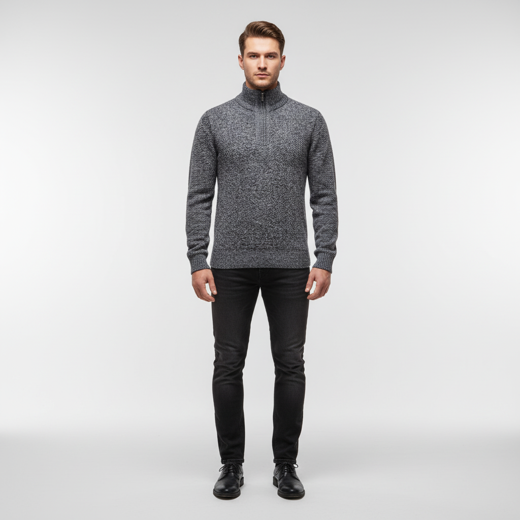 Maglione pullover classico con mezza zip da uomo