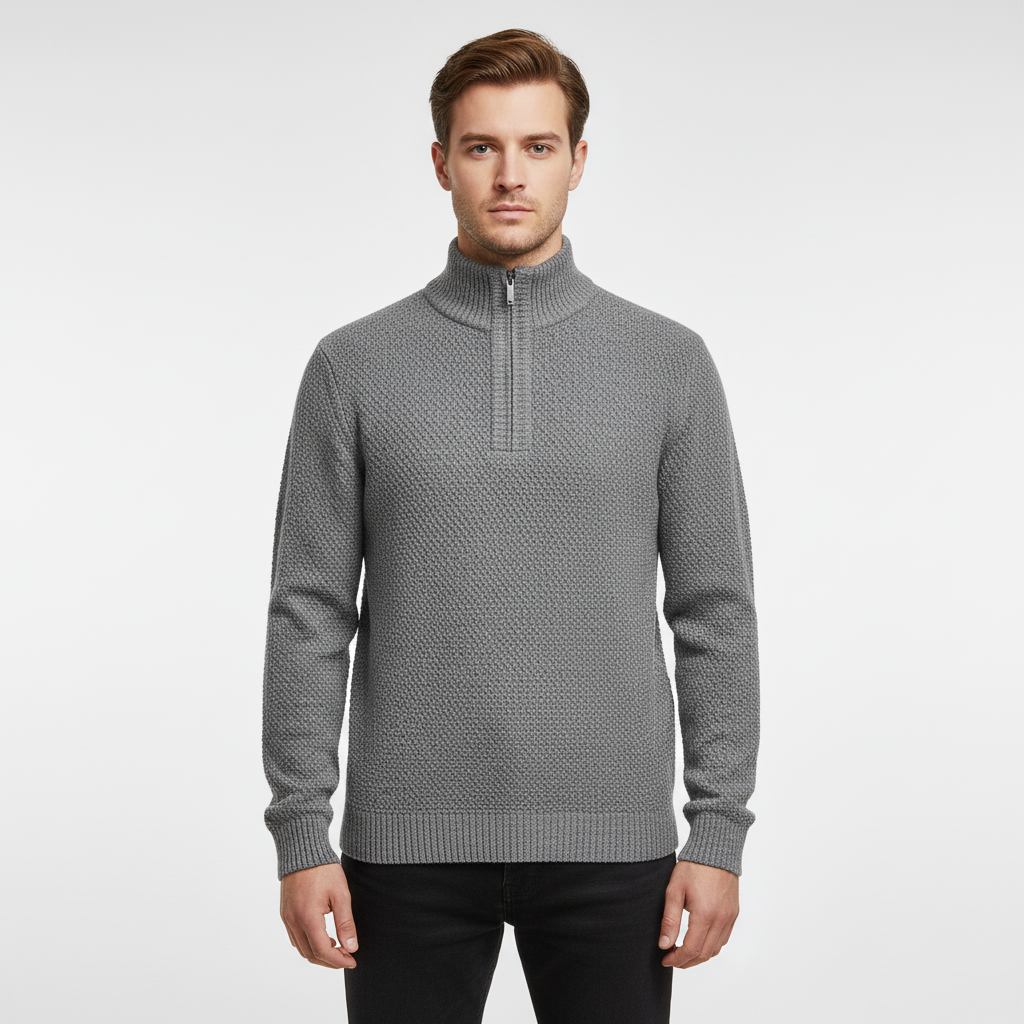 Maglione pullover classico con mezza zip da uomo