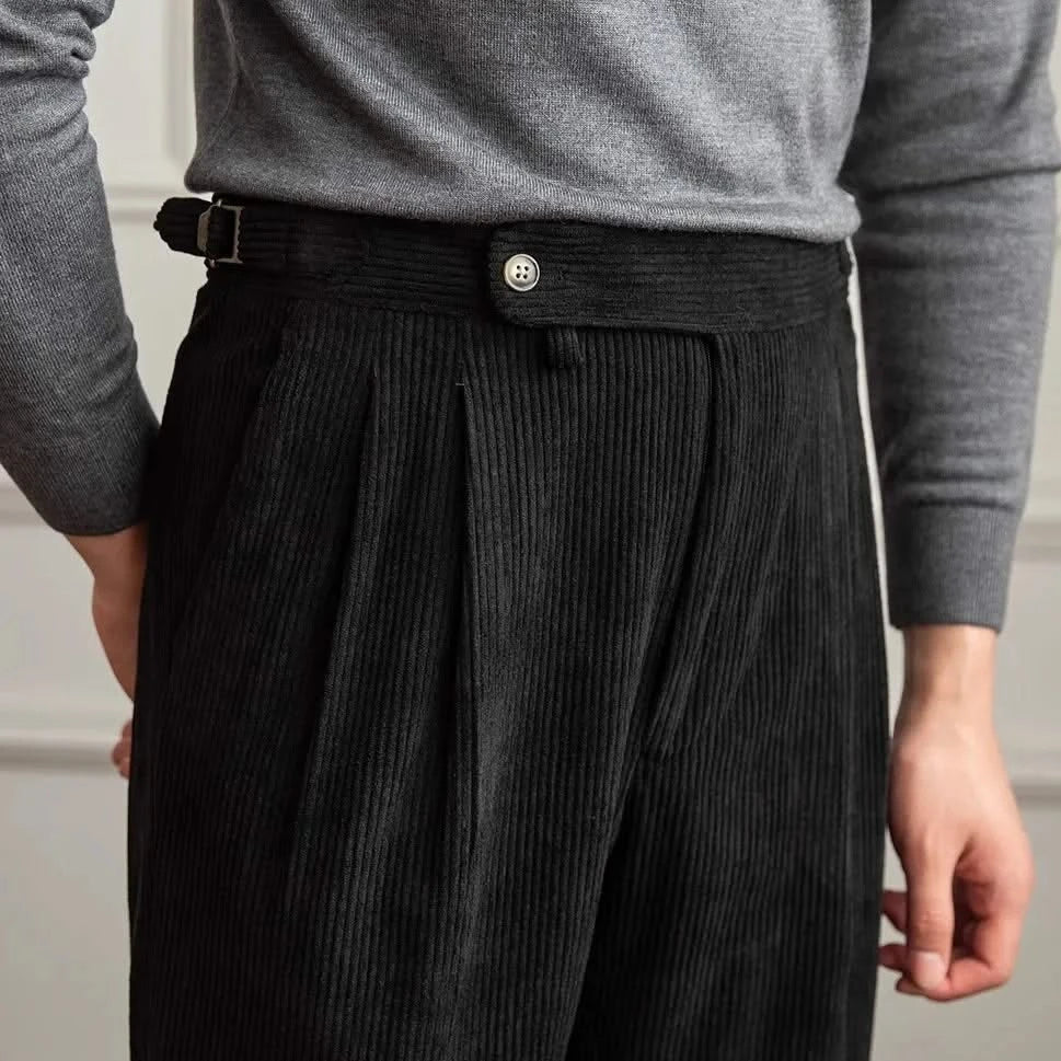 Pantaloni classici da uomo in velluto a coste con vita regolabile