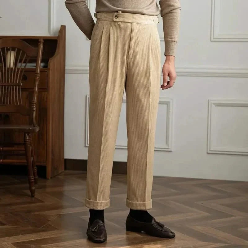 Pantaloni classici da uomo in velluto a coste con vita regolabile