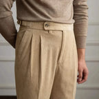 Pantaloni classici da uomo in velluto a coste con vita regolabile
