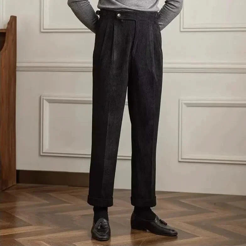Pantaloni classici da uomo in velluto a coste con vita regolabile