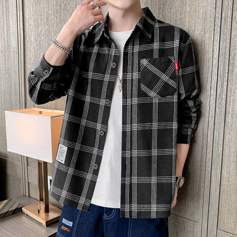 Camicia classica in flanella abbottonata scozzese da uomo